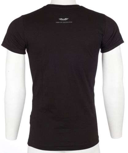 ARMANI EXCHANGE Men T-Shirt AX LOGO Slim Fit BLACK Casual Designer $45 Jeans NWT 2017 Black Friday Deals
